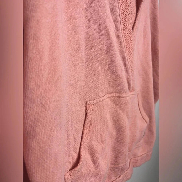 FREE PEOPLE Movement Reyes French Terrycloth Pink V Neck Valentines Day Sweater - Picture 7 of 13